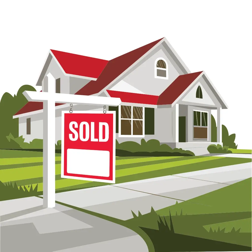 Illustration of a house with a sold sign