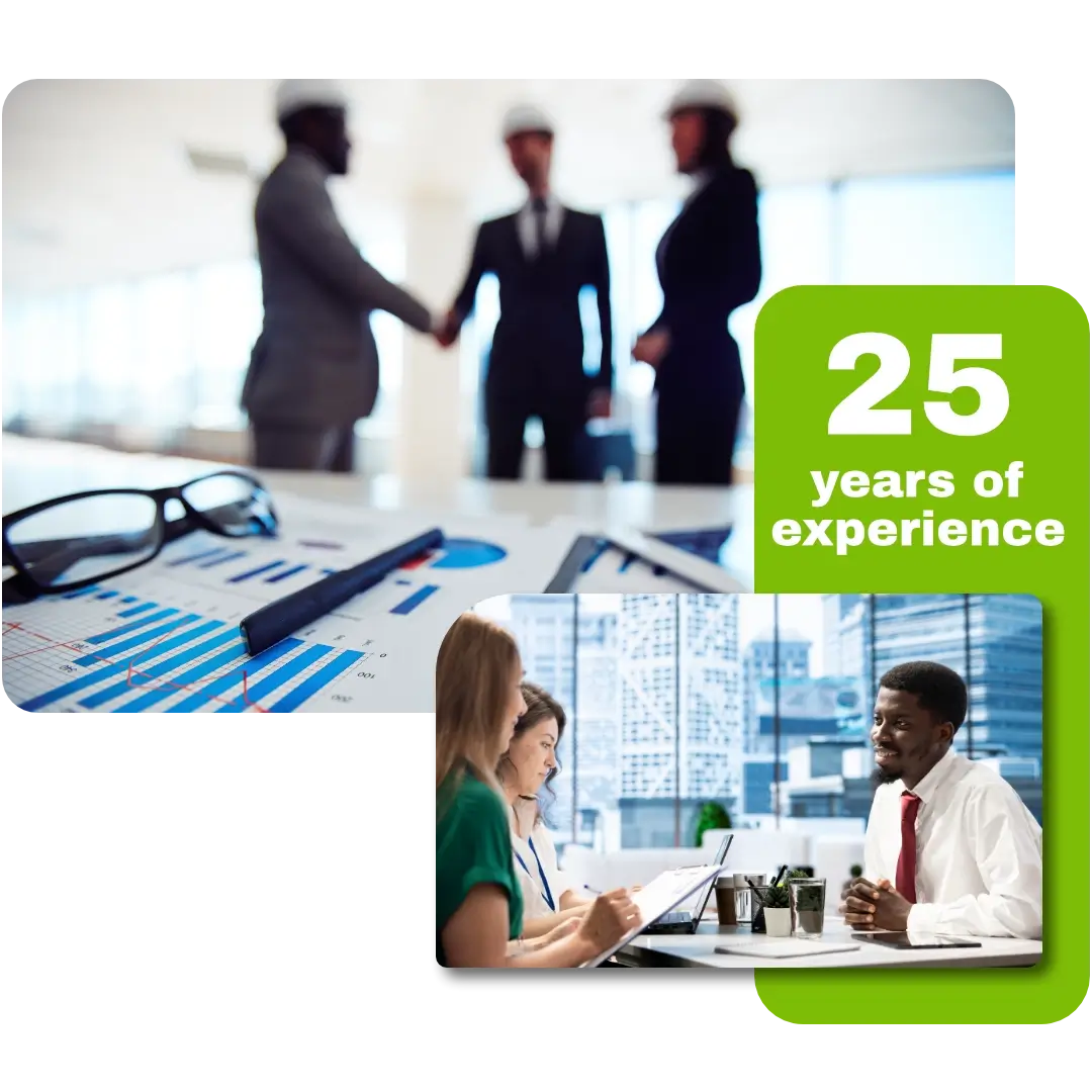 Collage of photos showing people engaged in meetings